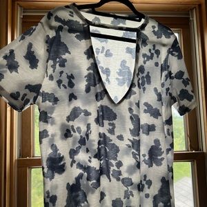 Blue and white cow print tshirt